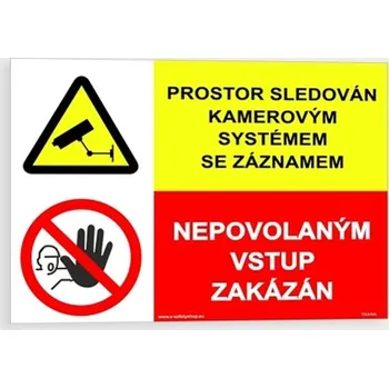 Prostor sledován kamerovým systémem se záznamem Plast 297 x 210 mm (A4) tl. 0.5 mm - kombinace - Kód: 15908