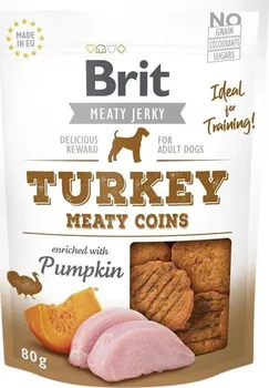 Pamlsek pro psa Brit Jerky Snack Turkey Meaty Coins with Pumpkin