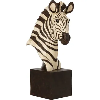 Bílo-černá antik dekorace busta Zebra - 32*14*50cm