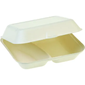 Jednorázové nádobí naturesse Jídelní boxy | Velké | Kompostovatelné | Z cukrové třtiny | 2 sekce Balení: 125 Ks