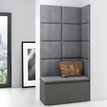 Předsíňová stěna Eka Předsíňová stěna s čalouněnými panely Trinity 2 - Grafit / Šedá 2314