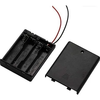 Vývojová deska Bateriový box pro čtyři baterie AAA s krytem a s ON/OFF přepínačem - 1 kus