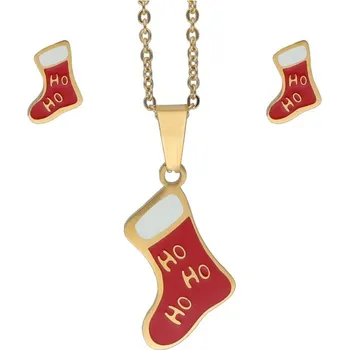 Souprava šperků Doria Set z oceli zlaté Mikulášská bota K322