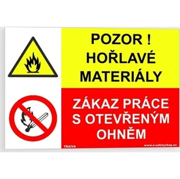 Pozor! Hořlavé materiály Plast 210 x 148 mm (A5) tl. 0.5 mm - kombinace - Kód: 15896
