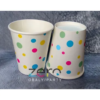 Jednorázové nádobí Pohárek (kelímek) nápojový papírový 0,25 l (8 ks) - puntíky