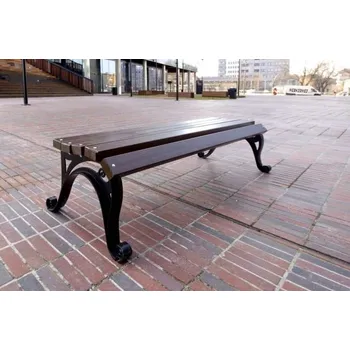 Zahradní lavice PROFICITY Kovová lavice bez zádové opěrky retro Vídeň Barevná kombinace: Teak