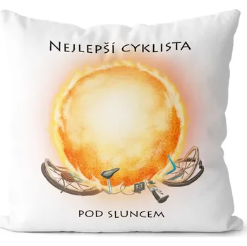 Dekorativní polštářek Polštářek Cyklista pod sluncem (Velikost: 40 x 40 cm)