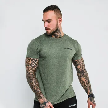 GymBeam Tričko Basic Heather Military S zelená