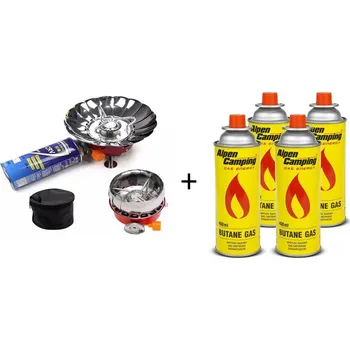 Turistický vařič PŘENOSNÝ VAŘIČ NA CESTY K-203 + 4ks plyn 227g