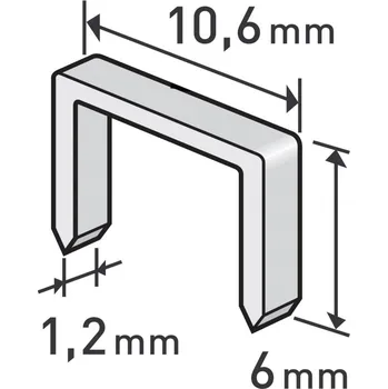 Průmyslová sponka spony, balení 1000ks, 6mm, 10,6x0,52x1,2mm