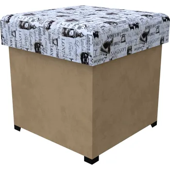 Taburet Čalouněný taburet Londýn/béžová 40 x 40 cm