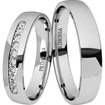 Prsten Primossa Klasický pánský snubní prsten a dámský eternity se zirkony Primossa, bílé zlato - vzor č. 1123 Dámský prsten: 64 mm, Pánský prsten: 64mm
