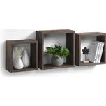 Homea Nástěnné police NOYER, sada 3 ks, MDF, hnědé