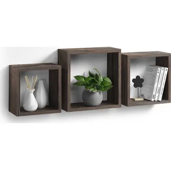 police Homea Nástěnné police NOYER, sada 3 ks, MDF, hnědé