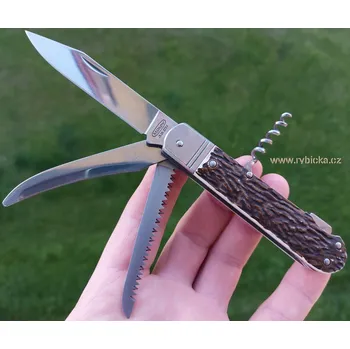 Pracovní nůž Nůž Mikov FIXIR 232-XH-4V ČEPEL 440A tradiční zavírací nůž s pojistkou. (Na přání značení čepele LASERem. Střenky plast se vzhledem parohu. Kožené pouzdro jako volitelné příslušenství. Čepel 440A.)