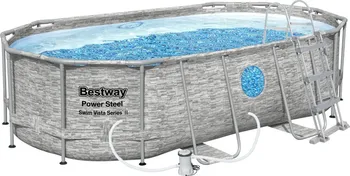 Bazén Bestway Power Steel Stacked Stone Swim Vista 4,27 x 2,5 x 1 m + kartušová filtrace, schůdky, plachta