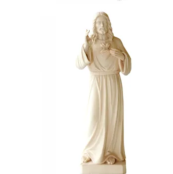 Vánoční dekorace Nejsvětějšího srdce Ježíšovo Provedení: Přírodní bez malování, Výška sochy včetně podstavce: 15 cm Dřevěná vyřezávaná socha Nejsvětějšího srdce Ježíšovo