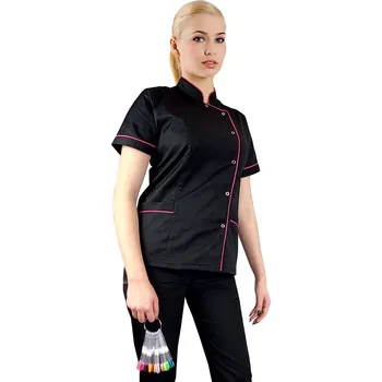 Zdravotnický oděv Žakiet kosmetický lékařský plášť černý s lemováním amarantovým (36)