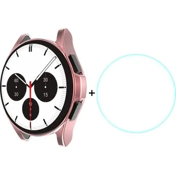 Příslušenství k chytrým hodinkám ENKAY 34010 ENKAY Obal s tvrzeným sklem pro Samsung Galaxy Watch 4 Classic 46mm růžový