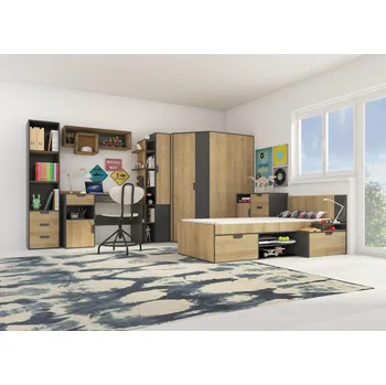 Dětský pokoj Meblar Nano B Grafit/dub riviéra