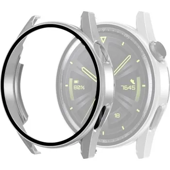 Příslušenství k chytrým hodinkám VSECHNONAMOBIL 38432 Plastový kryt s ochranným sklem pro Huawei Watch GT 3 46mm stříbrný