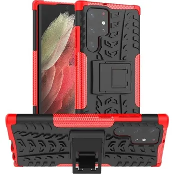 Pouzdro na mobilní telefon VSECHNONAMOBIL 37453 STAND Extra odolný obal Samsung Galaxy S22 Ultra 5G červený