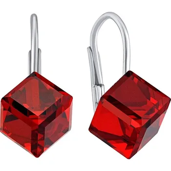 Náušnice Stříbrné náušnice kostky červené Swarovski® Crystals VSW007E