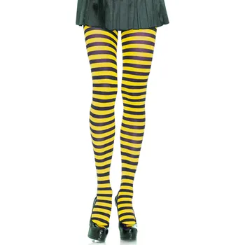 Dámské erotické punčochy Leg Avenue Nylon Stripe Tights 7100 Black & Yellow