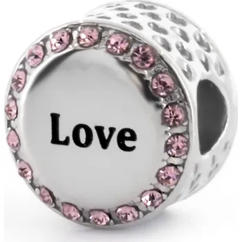 Přívěsek BRUNOshop.cz Přívěsek na náramek LÁSKA s kamínky RŮŽOVÝ