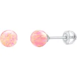 Stříbrné náušnice kuličky růžový opál 6mm dámské i dětské JJJ100E6P