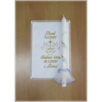 rouška Křestní sada vzor 131 - rouška, svíce, ozdoba