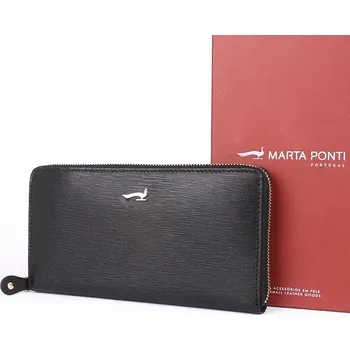 Kabelka Luxusní celozipová kožená peněženka Marta Ponti P002 černá