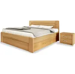 Postel Postelia SISI s úložným prostorem 180 x 200 cm - dub - Dřevěná postel z masivu, manželské dvoulůžko o šíři masivu 3,7 cm