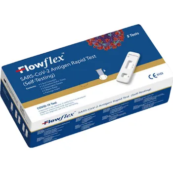 Diagnostický test FLOWFLEX 5x Antigenní rychlotest na COVID-19 z přední části nosu - PRO SEBETESTOVÁNÍ