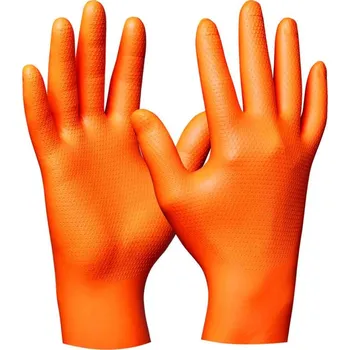 Pracovní rukavice GEBOL 709668 Jednorázové rukavice vel.M nitril.,oranžové,grip,100ks