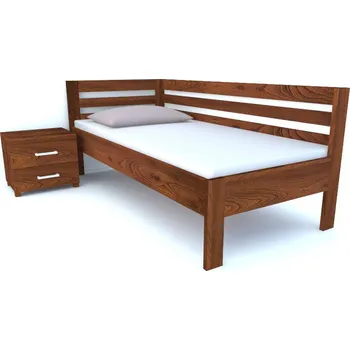 Ložnice Postel Postelia PAVEL do L, 90x200 cm, buk - Dřevěné jednolůžko z bukového masivu