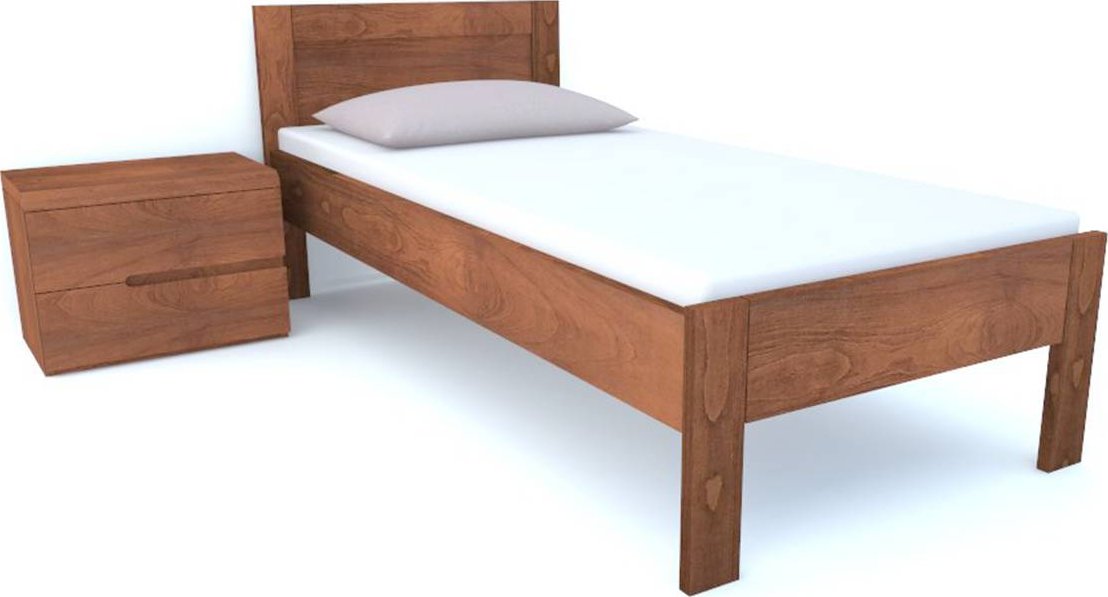 Postel Postelia TRIO Buk 90x200 - Dřevěná postel z bukového masivu je jednolůžko s rozměry: 90 x 200 cm nebo 80 x 200 cm