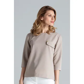 Dámská halenka Béžová elegantní halenka na zip M393 Velikost: S