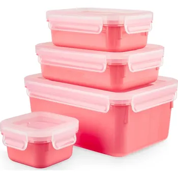 Dóza na potraviny Dóza na potraviny MASTER SEAL COLOUR EDITION N1030910 , sada 4 ks, korálově červená, plast, Tefal - doprava zdarma od 2999 Kč