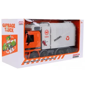 autíčko Popelářské auto na třídění odpadu včetně popelnic 37 x 15 x 18 cm bílé/oranžové