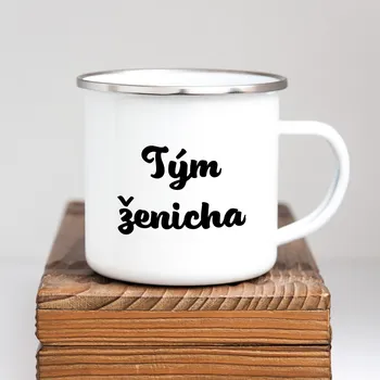 Domovi Bílý plecháček s nápisem Tým ženicha 360ml