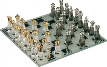 Šachy PRECIOSA Malé šachy z českého křišťálu zlaté a stříbrné zdobení