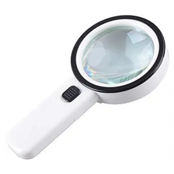 Lupa Zvětšovací lupa s LED osvětlením 8 cm bílá
