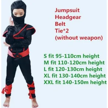 Karnevalový kostým Dětský kostým Ninja s doplňky nebo bez, černo-červený Varianta: základní kostým bez doplňků, Velikost: M (110-120 cm)