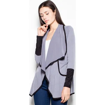 Dámský svetr Šedý kardigan s černými prvky VT036 Grey Velikost: M