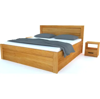 Postel Dřevěná postel z masivu Postelia ESTER Dub s úložným prostorem 140x200cm - dubové dvoulůžko o šíři masivu 3,7 cm