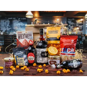 Dárkový potravinový koš Superbedny - Dárková bedna s rumem Kraken