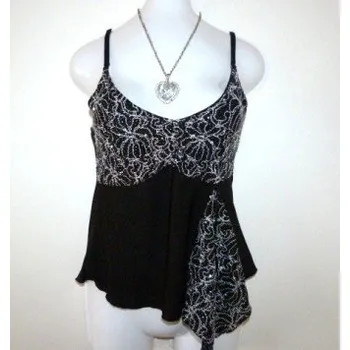 Fashion Společenský dámský top černý s ozdobnými prvky Velikost: M