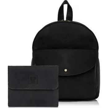 Peněženka Paolo Peruzzi Dárková sada: Kompaktní batůžek a peněženka; černá