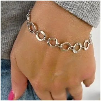 Náramek Dámský stříbrný náramek z velkých koleček 5,45g Rhodium 18cm Stříbro 925/1000